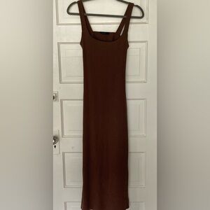 Brown Square-Neck Tank Midi Dress - Women
